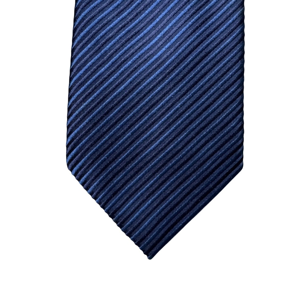 Donald J Trump Signature Collection Navy Blue Ribbed 100% Silk Necktie Mens Tie